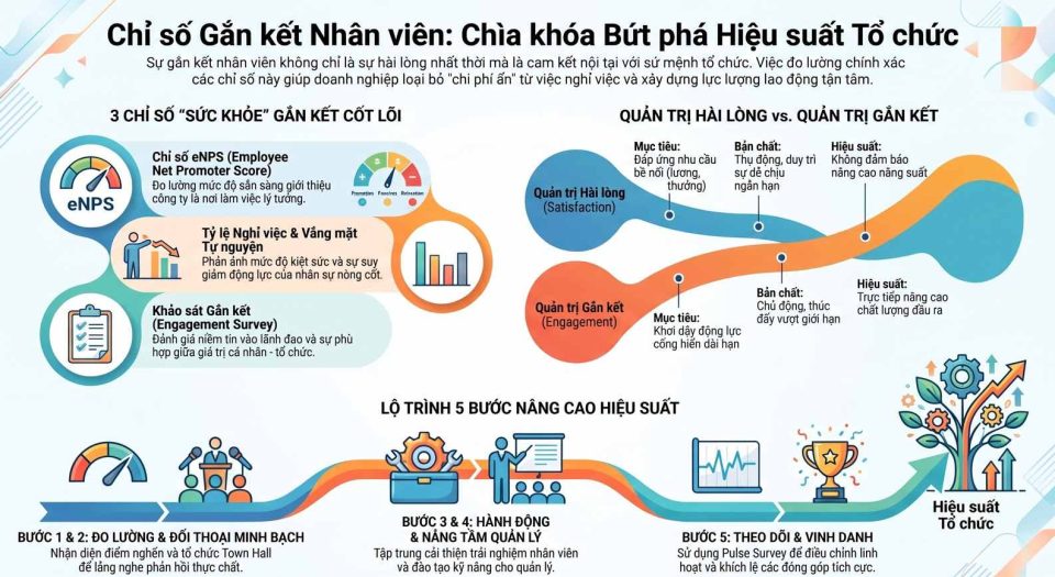Chỉ số gắn kết nhân viên và giải pháp nâng cao hiệu suất tổ chức
