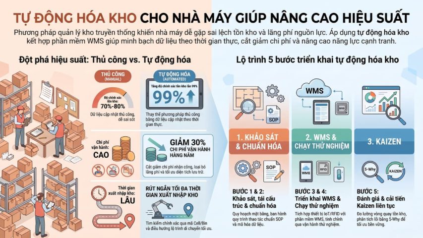 Tự động hóa kho cho nhà máy giúp nâng cao hiệu suất