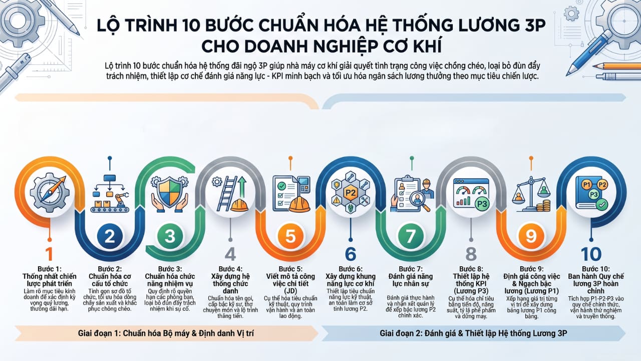 Lộ trình chuẩn hóa hệ thống lương 3P cho công ty cơ khí