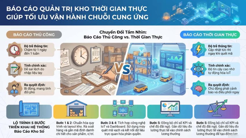 Báo cáo quản trị kho thời gian thực giúp tối ưu vận hành chuỗi cung ứng