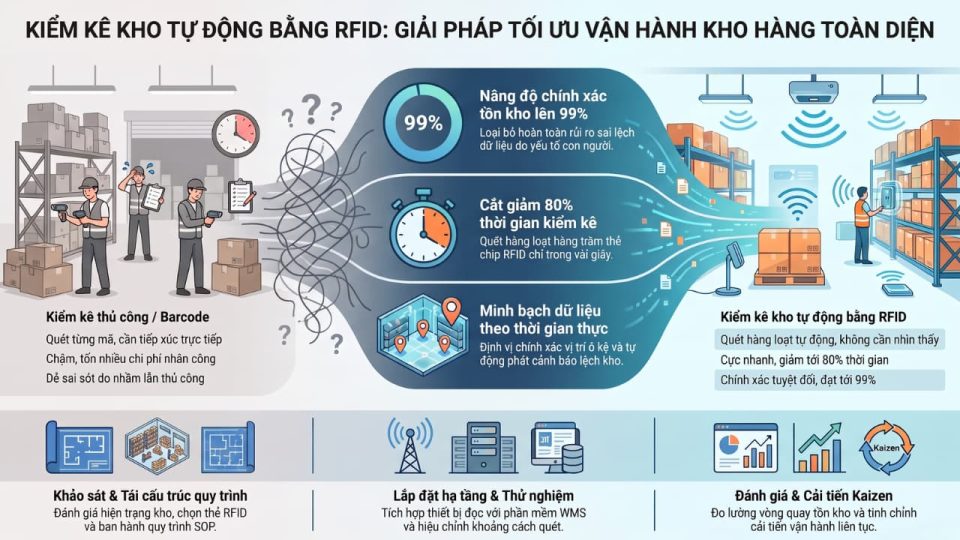 Kiểm kê kho tự động bằng RFID: Giải pháp tối ưu vận hành kho hàng toàn diện