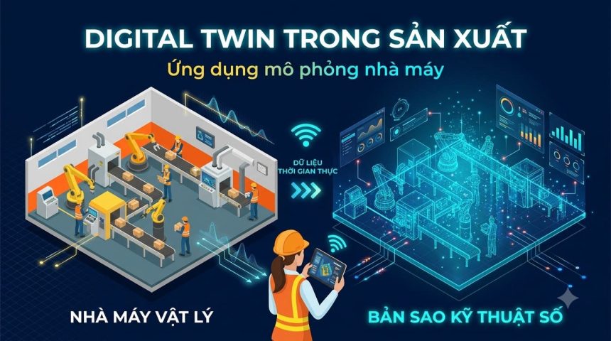 Digital Twin (Bản sao kỹ thuật số) trong sản xuất: Ứng dụng mô phỏng nhà máy