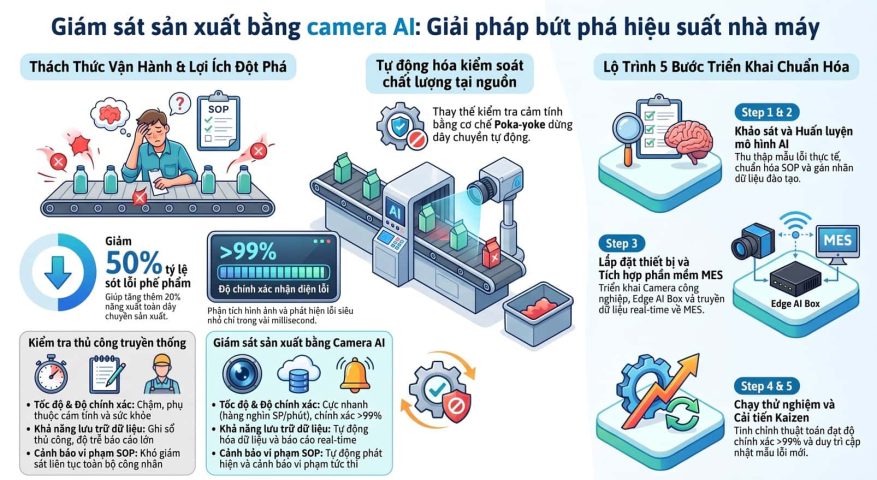 Giám sát sản xuất bằng camera AI: Giải pháp bứt phá hiệu suất nhà máy