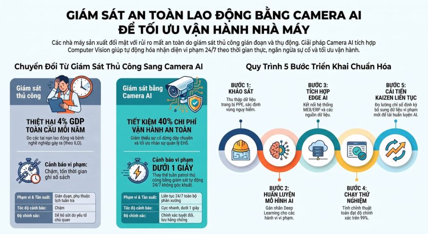Giám sát an toàn lao động bằng camera AI để tối ưu vận hành nhà máy