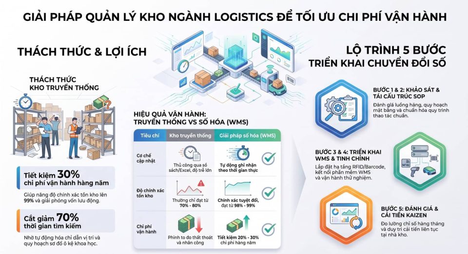 Giải pháp quản lý kho ngành logistics để tối ưu chi phí vận hành