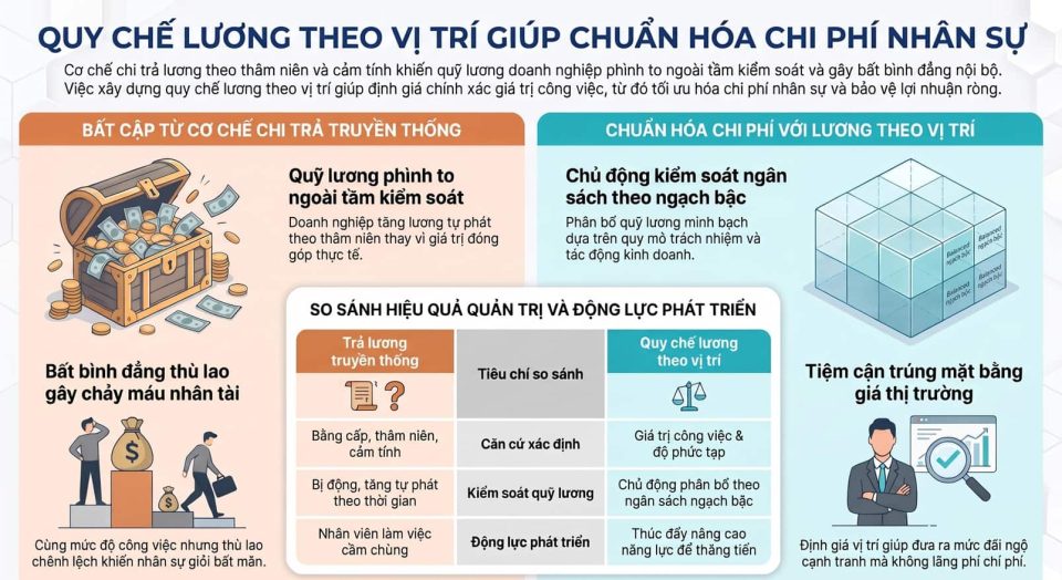 Quy chế lương theo vị trí giúp chuẩn hóa chi phí nhân sự