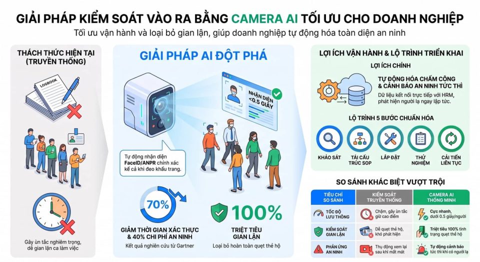 Giải pháp kiểm soát vào ra bằng camera AI tối ưu cho doanh nghiệp
