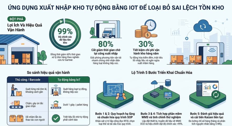 Ứng dụng xuất nhập kho tự động bằng IoT để loại bỏ sai lệch tồn kho
